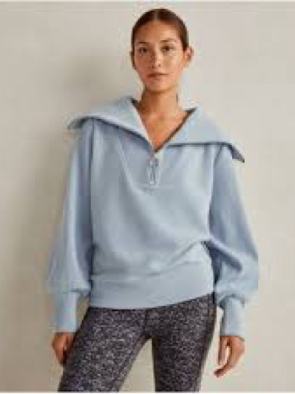 Varley Pale Blue Sailor Collar Half-Zip Pullover
